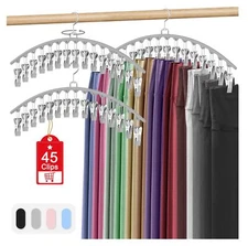 3 Pack Legging Organizer For Closet Hanging Pants Hangers With 15 Clips Holds 45