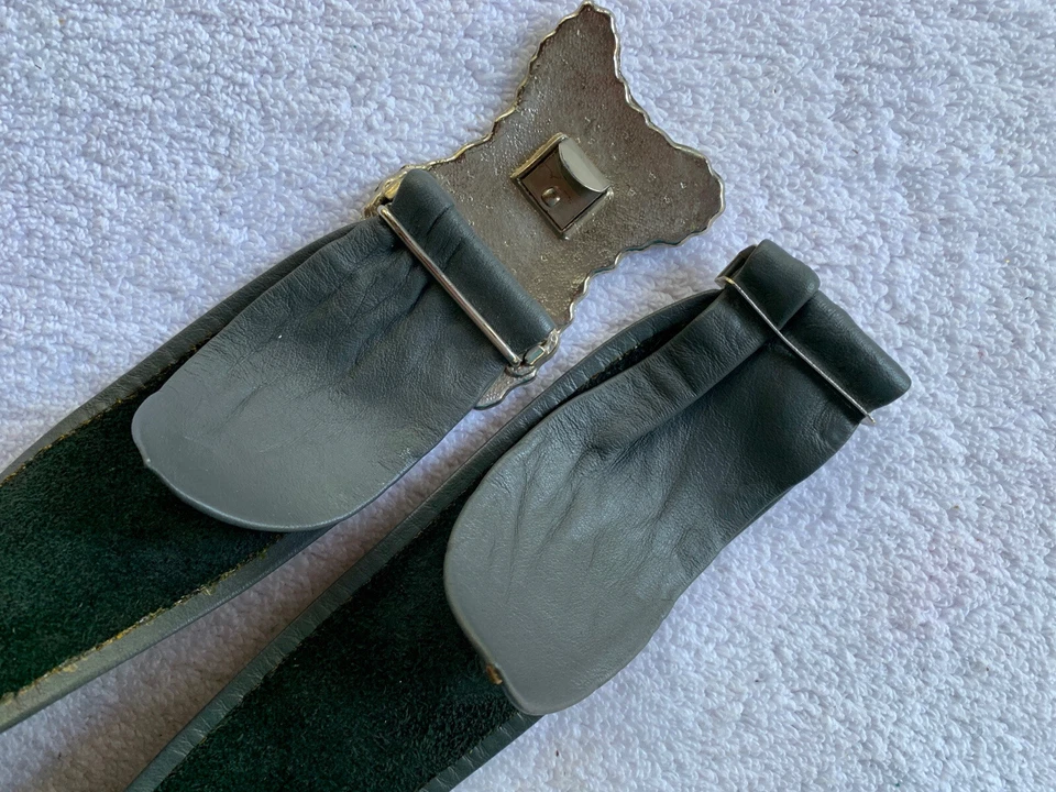 Cinturón corsé de cuero de colección para mujer XS/pequeño gris martillado asimétrico hebilla plateada Foto 4 de 4