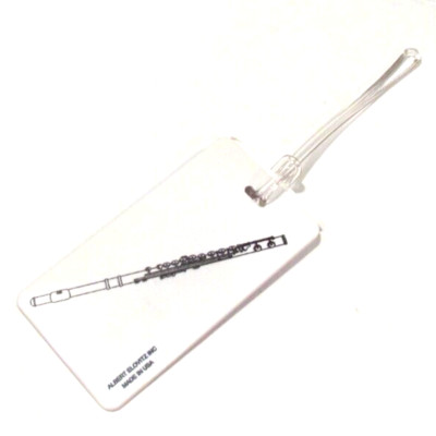 Albert Elovitz Inc Flute Instrument School Case Luggage Tag White Clear Strap