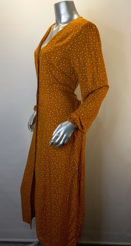 Nordstrom Abound Size Medium Dress Yellow Treasure Dot Button Front Long Sleeve - Picture 3 of 8