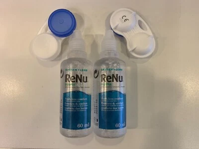 2 x Bausch & Lomb ReNu MultiPlus Solution 60ml Flight Travel Pack Re Nu + Case