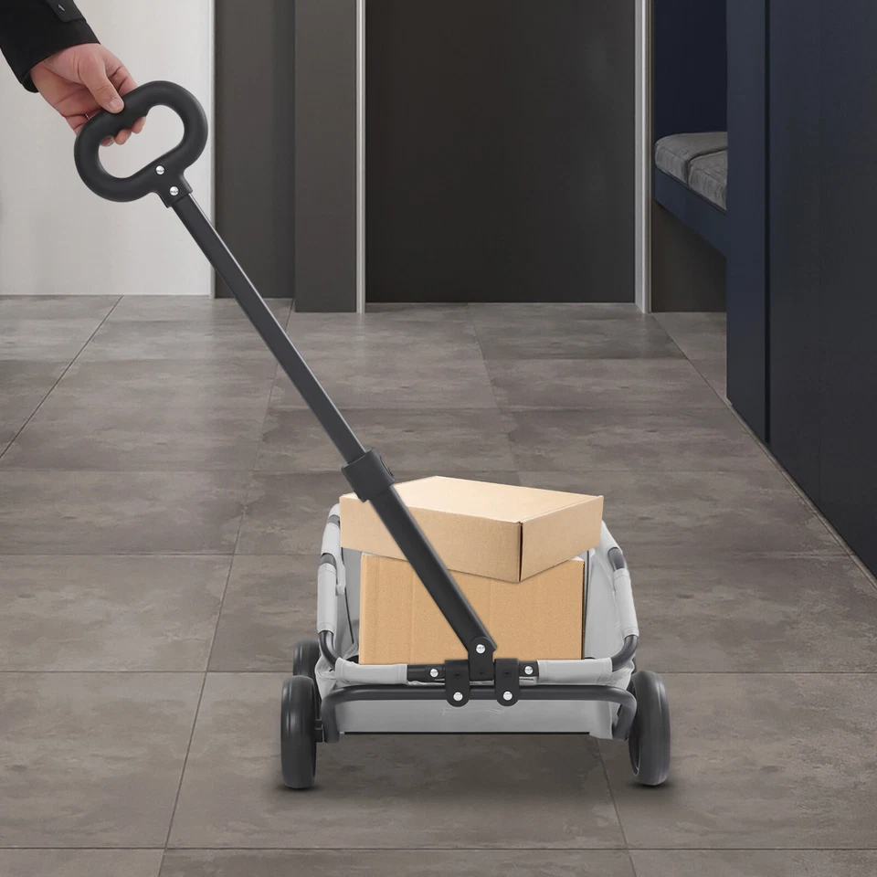 Folding Dog Stroller Grey Portable Pet Travel Carrier Cart Pull Rod Adjustable - Image 3 of 4