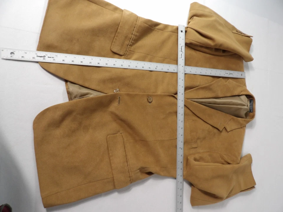 Blazer de gamuza Jeffrey Banks Supra para hombre talla 44 marrón camel abrigo deportivo vintage Foto 4 de 4