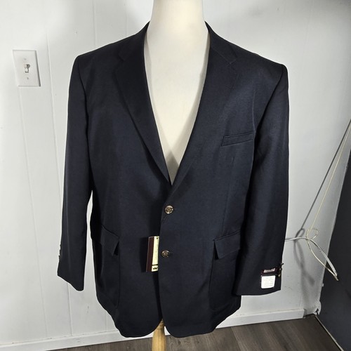 louis martin Mens Sz 50R Navy Blue Gold Buttons 100% Poly Sport Coat WR2 - Picture 14 of 24