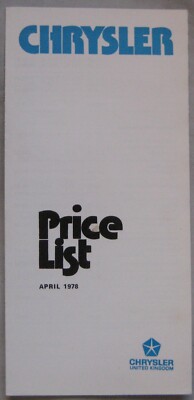 Chrysler Preisliste April 1978
