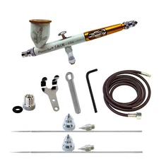C-TG3AS-WG Paasche Talon White/Gold Cerakote Dbl Act Grav Feed Airbrush 3AS Set