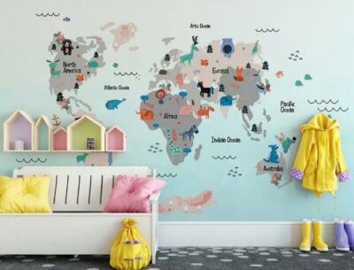 3D World Map O1164 Wallpaper Wall Mural Removable Self-adhesive Sticker Kids Amy