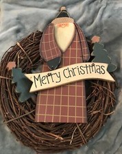 Christmas Holiday Santa Claus Twig Folk Rustic Primitive Door Wall Wreath