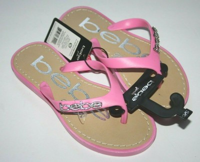 Bebe Girls Pink Rhinestone Logo Rubber Flip Flops Size S (11/12) MSRP: $32.00 | eBay