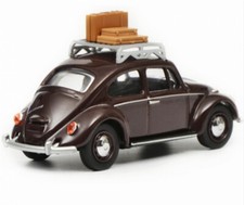 Escarabajo Vacaciones 1:64 Escarabajo Estante y Equipaje Coche Schuco Rojo Oscuro Modelo Regalo