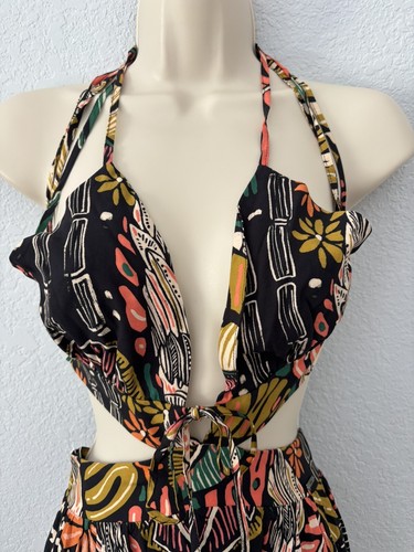 Maaji Earth Warriors Long Tropical Halter Side Slits Dress Sz S - Picture 2 of 10