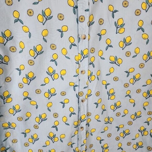 Sovereign Code Blue Lemons Print 100% Cotton Button Up Shirt | Men's XL - Picture 2 of 6