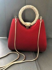 Stuart Weitzman Satin Evening Hand Bag Embellished W Crystals Perfect Condition