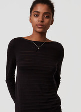NEW NWT Loft Springstripe Sweater Size: M Color: Heather Grey