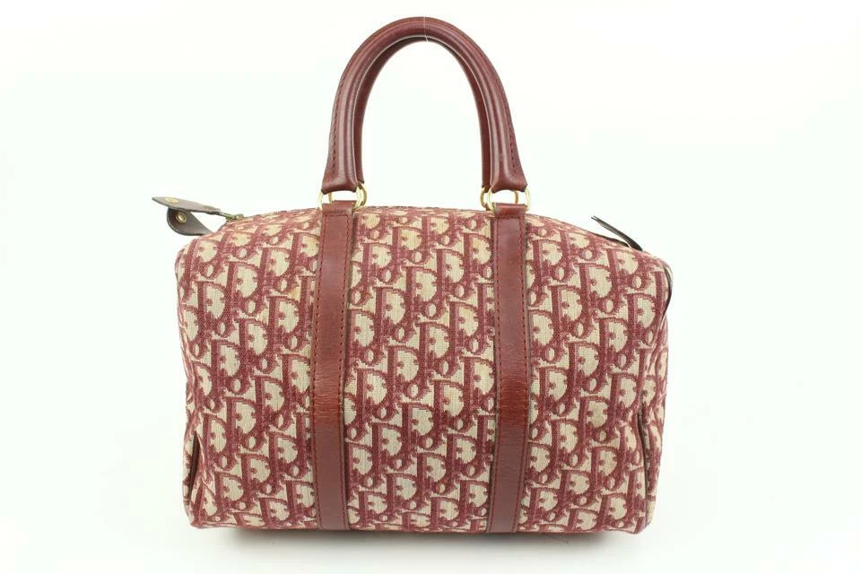 Sac Boston Dior Rouge Foncé Bourgogne Bordeaux Monogramme Trotter 61d418s