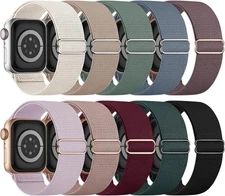 10-Pack Stretchy Solo Loop Bands for Apple Watch, Water-Resistant Sport Straps,