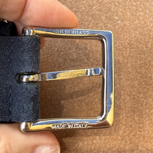 Cintura elastica Anderson's 3,5 cm in tessuto con rifiniture in pelle blu navy - Foto 5 di 8