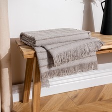 Image of Furn Hazie Woven Fringed Throw - Griege 130 x 180cm