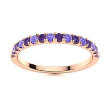 2MM Round Amethyst  Tanzanite 925 Sterling Silver Rose Plated Eternity Ring