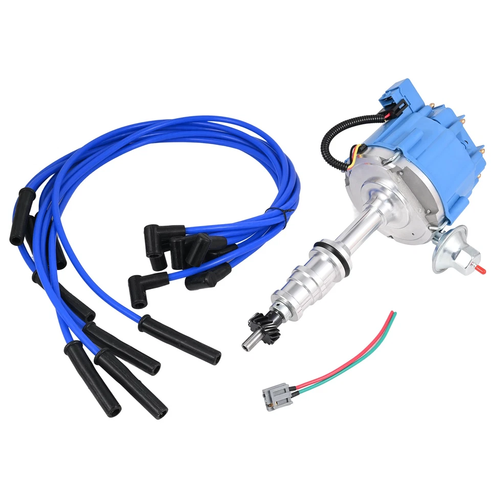 For Ford FE HEI Distributor 332 352 360 406 427 428 + BLUE Spark Plug wires - Image 3 of 4