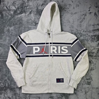 Air Jordan Paris Saint-Germain Full Zip Hoodie Heather White (Grey) Size Large