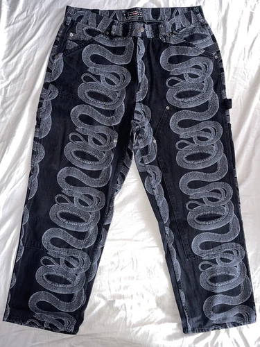 Peintre denim double genou serpent noir glamour hystérique suprême taille 34