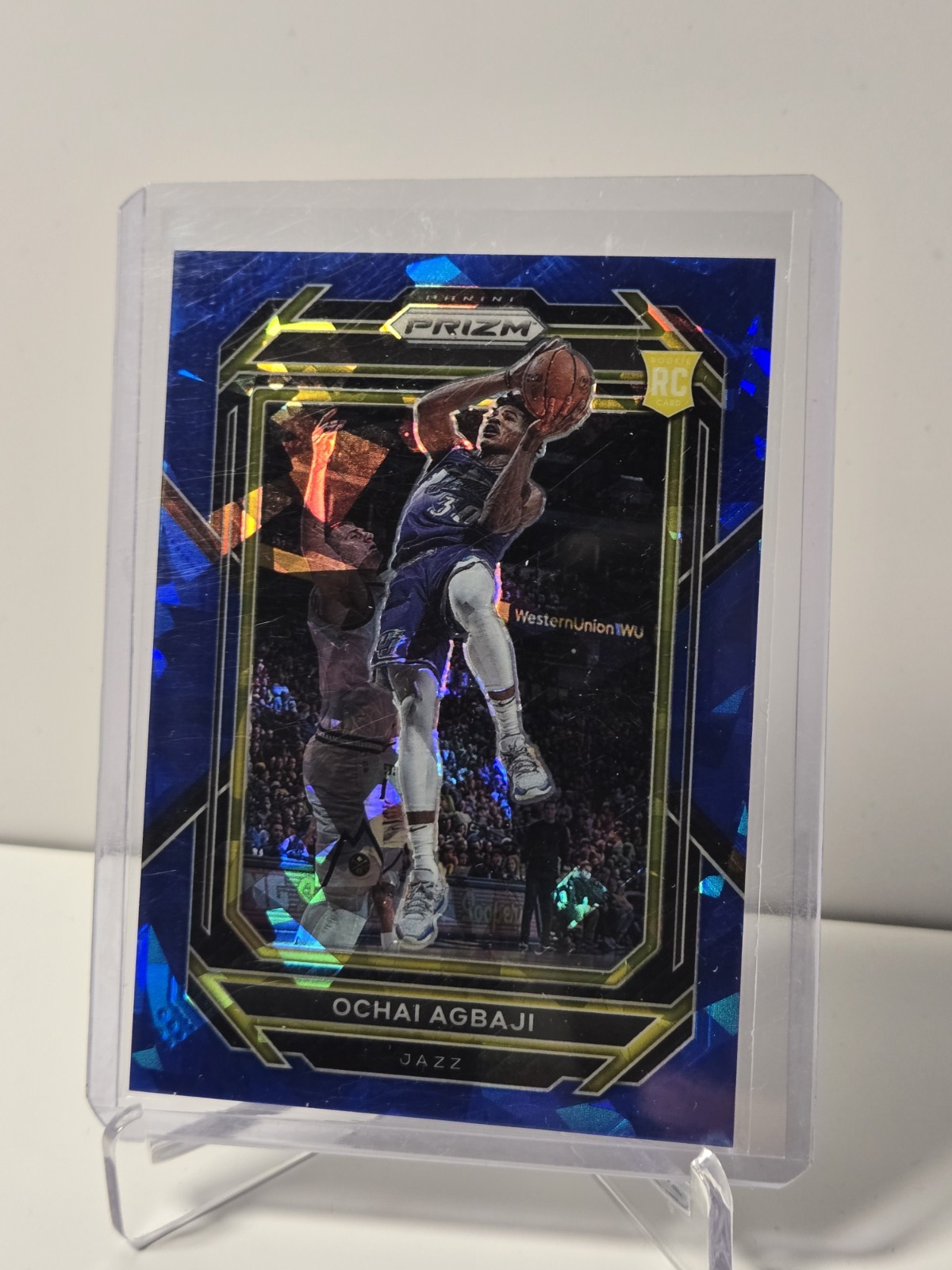 2022-23 Panini Prizm Blue Ice Prizm #267 Ochai Agbaji /125 (RC) Toronto Raptors