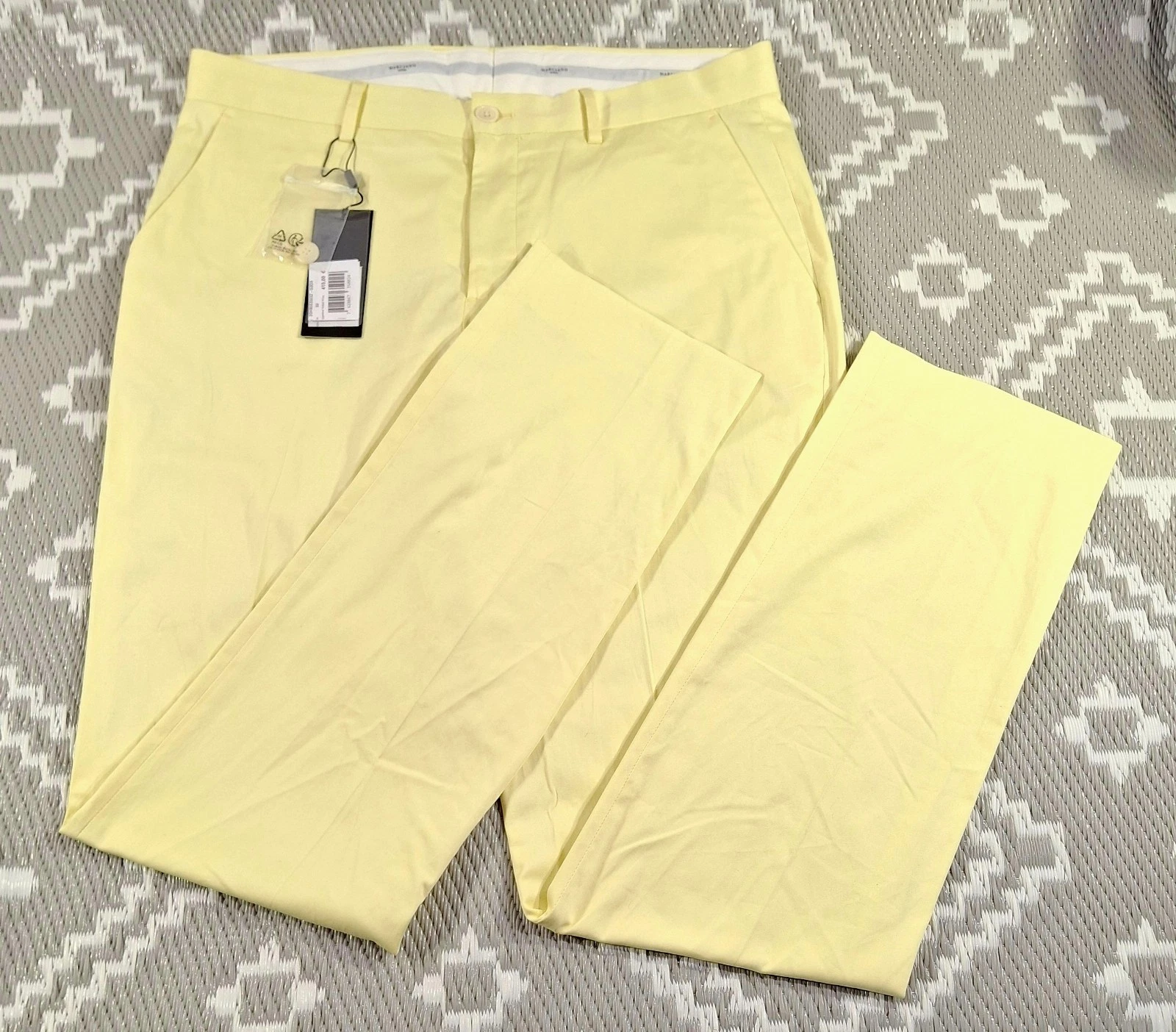 RRP £350 Guess Marciano Mens Trousers BNWT W35 L34 Yellow Cotton Stretch Zip