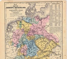 1852  CENTRAL EUROPE Map ORIGINAL (10.5x8) GERMAN STATES - SARDINIA  MECKLENBURG