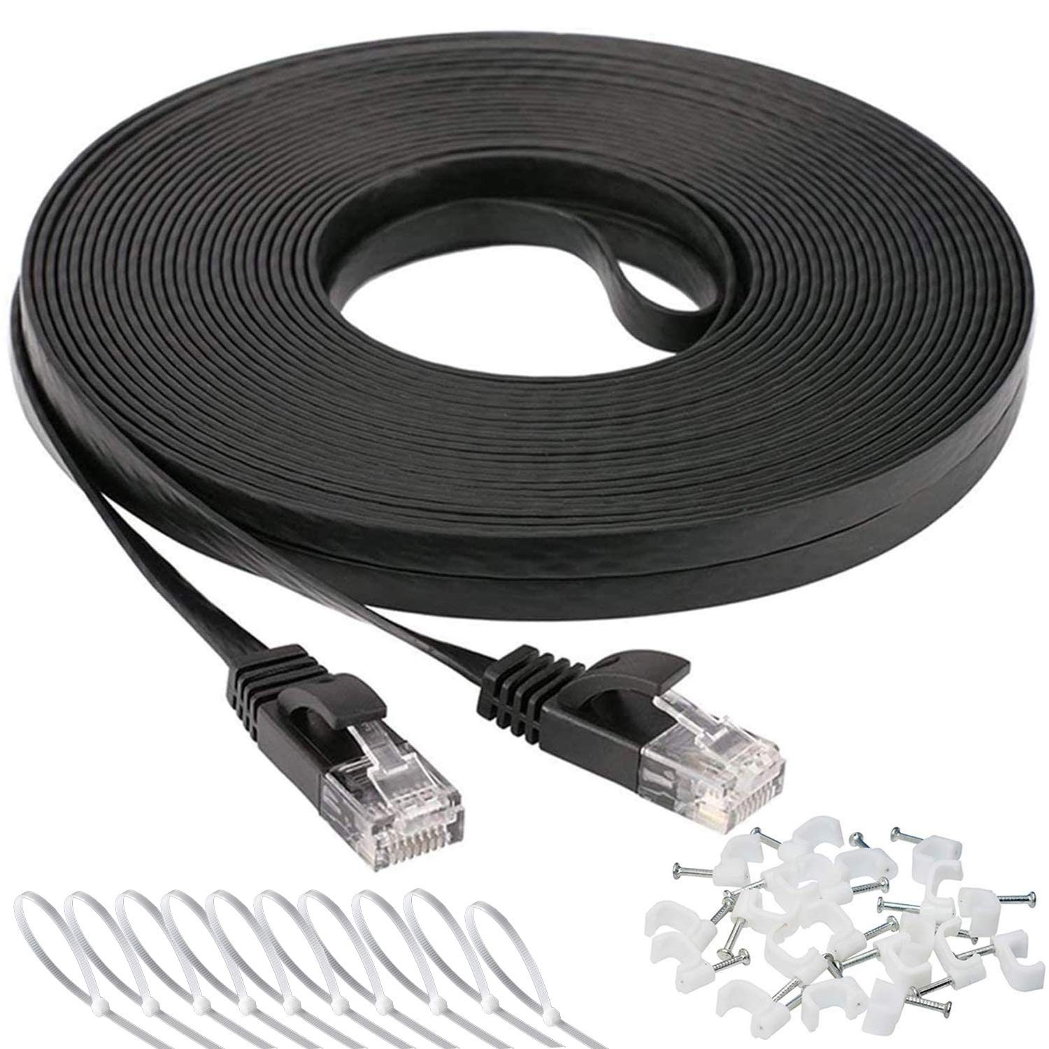50 ft Cat 6 Ethernet Cable Slim Flat High-Speed LAN Network Cord-image