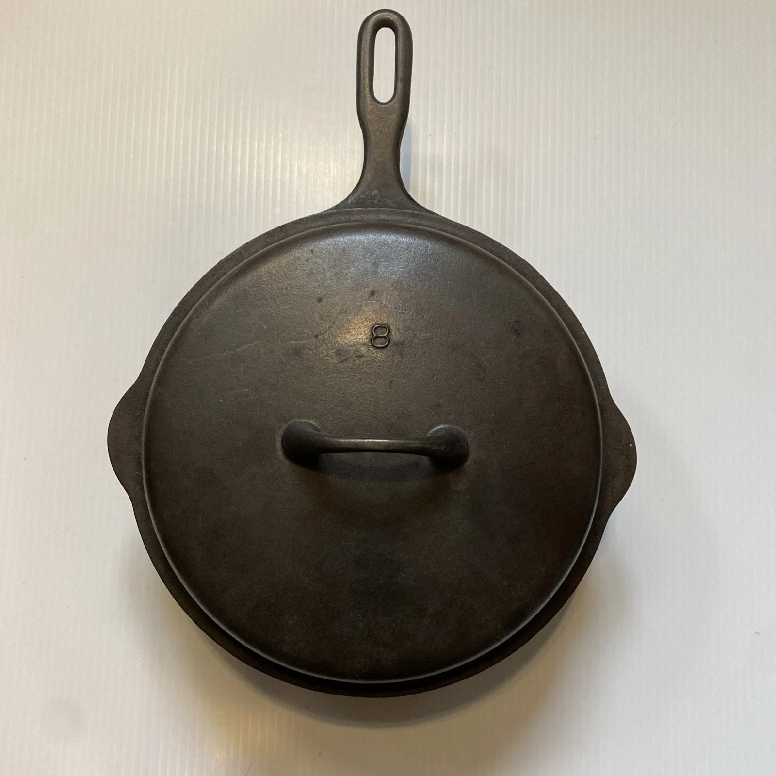 Griswold Iron Mountain Chicken Pan No. 8 Deep Skillet 1034 & Lid 1035 Cast Iron
