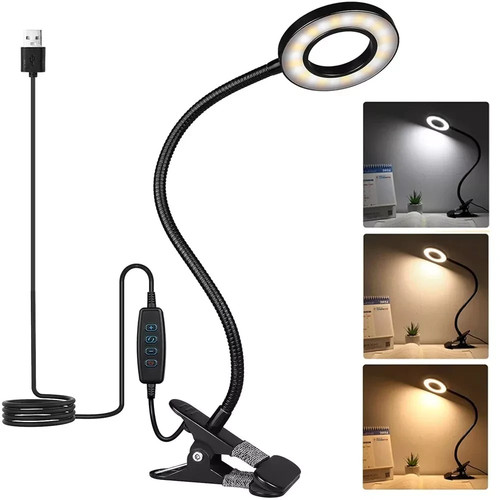 LED USB Rechargeable Clamp Clip On Flexible Desk Light Bed Read Table Night Lamp - Picture 2 of 8