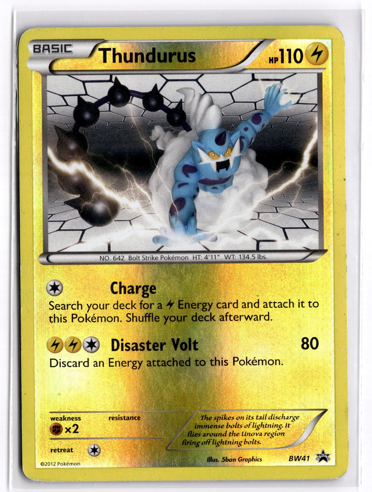 Pokemon TCG Thundurus BW41 Black and White Black Star Promo Reverse Holo MP