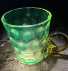 Vintage Hazel Honeycomb Uranium Green Depression Glass Cup Mug