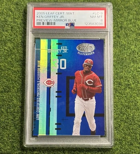 2005 Leaf Certified Materials KEN GRIFFEY JR Mirror Blue #’d /100 PSA 8 Pop 2