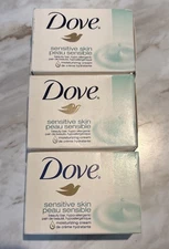 Dove Sensitive Skin 4 Ounce Beauty Bars. Hypoallergenic Moisturizing Cream.