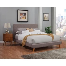 Bowery Hill Full Size Upholstered Platform Bed in Dark Gray