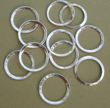 Brass Connector Link Closed Round Hammered Silver Plated- 20pcs.