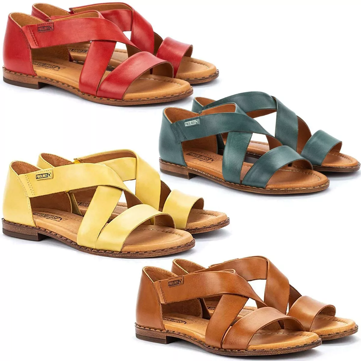 NEW Pikolinos Women Summer Shoes Open Toe Leather Flat Sandals |