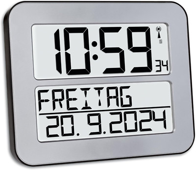 TFA Dostmann Timeline Max Funk-Wanduhr, 60.4512.54, Digital, Übersichtliche Funk