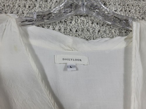 Daily Look Womens 3/4 Sleeve Faux Wrap One Button Blouse Top Sz Large - Picture 9 of 15