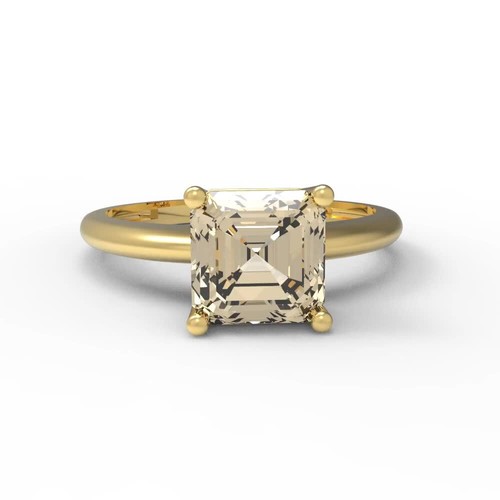 1Ct Asscher Cut Natural Morganite Solitaire Engagement Ring, 14K Yellow Gold - Video 1 of 1