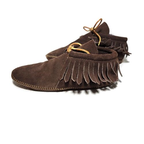 Minnetonka Moccasin Classic Fringe Softsole Boots Brown 488 Size 7-BOHO Made USA