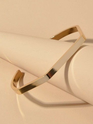 Minimalist Punk Style Gold Metal Geometric Women Open Cuff Bangles Teen Bracelet - Picture 3 of 7