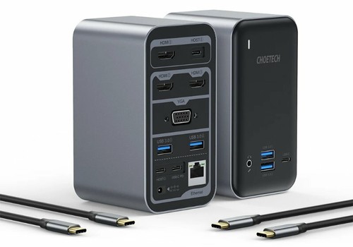 Choetech HUB-M21 USB-C 15-in-1 Docking Station 3x HDMI 4K Video Output Laptop - Picture 2 of 12
