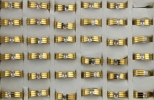 35pcs Fashion Jewelry Job Lots Clear Cubic Zirconia Stainless Steel Men's Rings