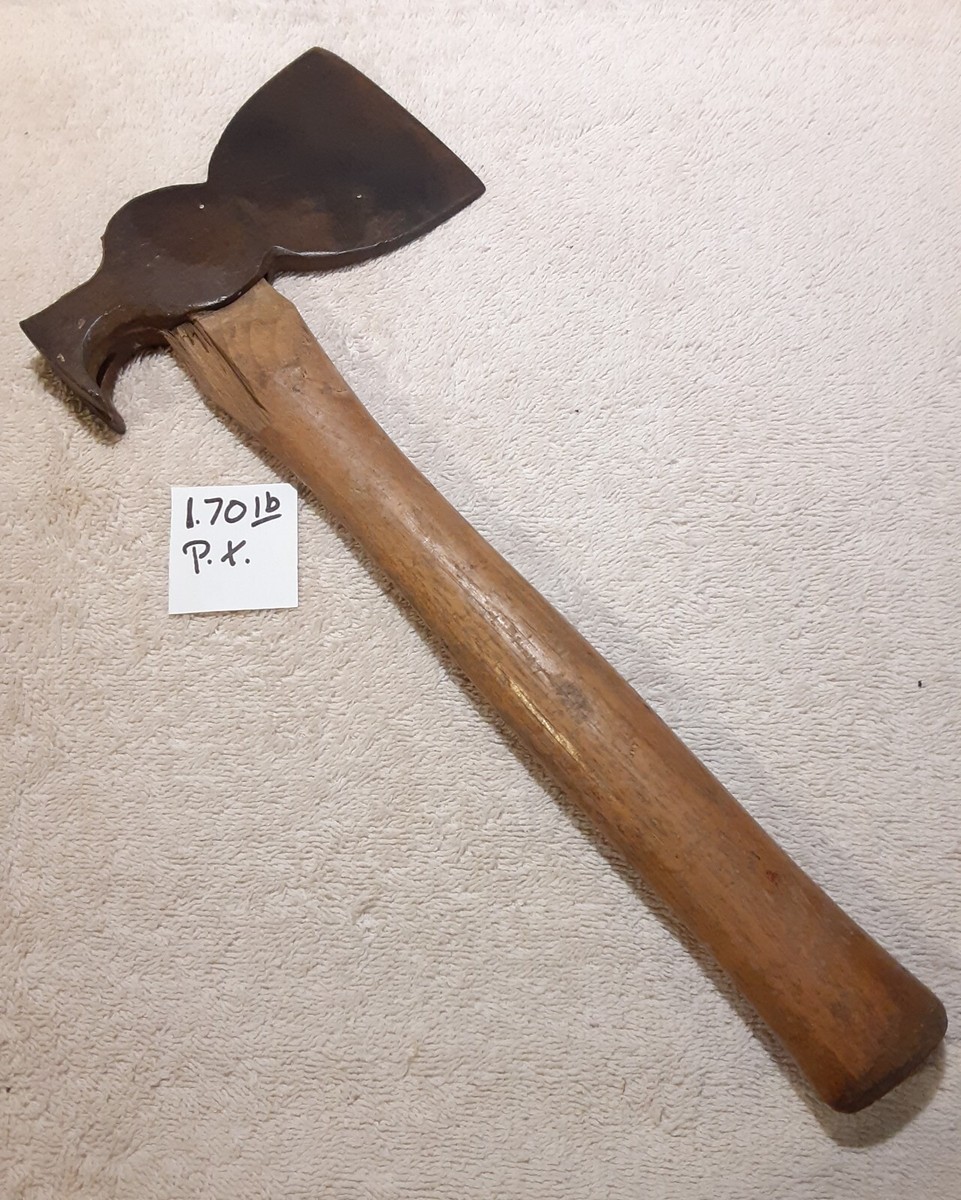VINTAGE EARLY ANTIQUE PEXTO CARPENTER CLAW HAMMER HATCHET OLD LOGO
