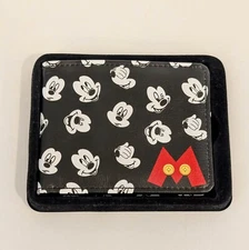 Disney Mickey Mouse Buckle-Down Bi-fold Wallet All Over Print NEW Black Red