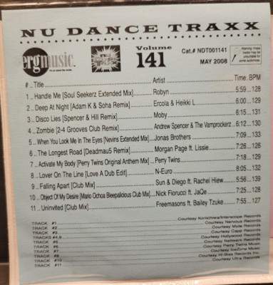 ERG dance traxx 141, cd, 2008, Robyn, Moby, Jonas Brothers, Freemasons