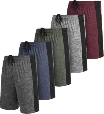 [5 Pack] Men s Basketball Shorts Active Athletic Running Workout Training Gym